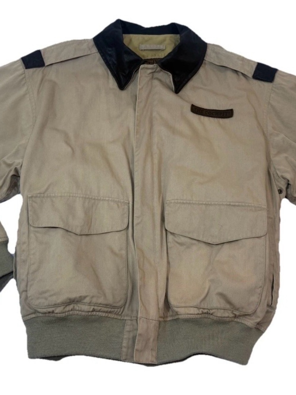 Cockpit USA Type A-2 Flight Jacket Mens M Tan Leather Collar Military Bomber VTG